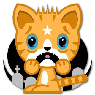 😱 Katze, Halloween, verängstigt, Grabsteine, Cartoon whatsapp sticker