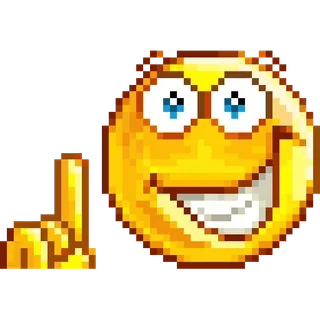 🤔 絵文字, 笑顔, ドット絵, 指差し telegram sticker