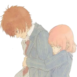 ❤ anime, couple, hug, relationship, manga telegram sticker