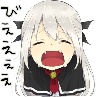 😭 びええええ anime, piangere, triste, manga, ali di pipistrello, carino whatsapp sticker