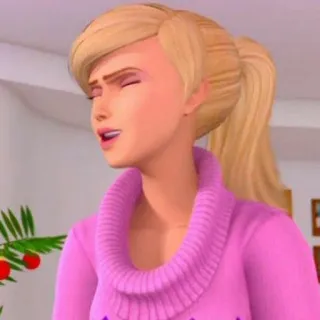 😫 Barbie Barbie, animated, blonde, pink, sweater telegram sticker