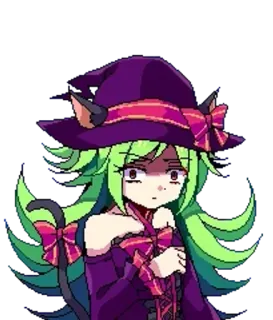🧪 anime, witch, cat, girl, magic, pixel art telegram sticker