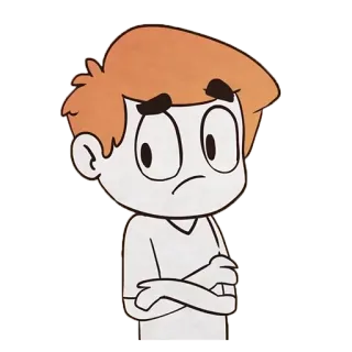 😐 cartoon, personage, illustratie, jongen, verdrietig, bezorgd telegram sticker