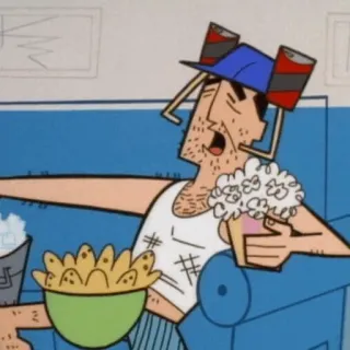🌿 cartoon, couch, lazy, beer, popcorn, chips telegram sticker