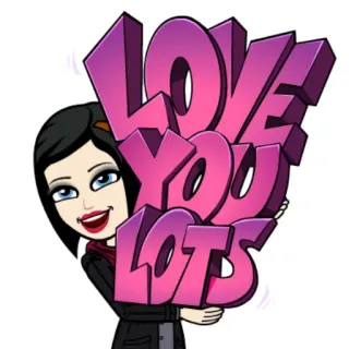 😍 LOVE YOU LOTS amor, dibujos animados, saludo, Bitmoji, amistad, cariño whatsapp sticker