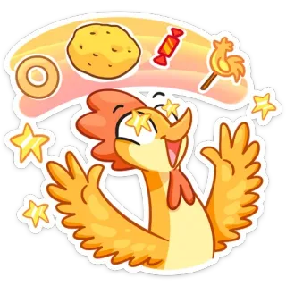 🤩 鸡, 糖果, 星星, 卡通, 食物, 动物, 可爱 telegram sticker