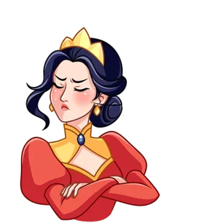 🙄 queen, royal, angry, princess, crown, cartoon telegram sticker