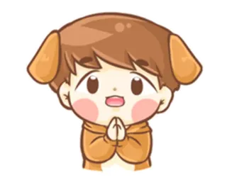 🙏 chibi, cute, cartoon, anime, kawaii, dog ears, greeting telegram sticker