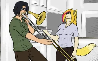 🎺 Dibujos animados, Trombón, Música, Furry telegram sticker