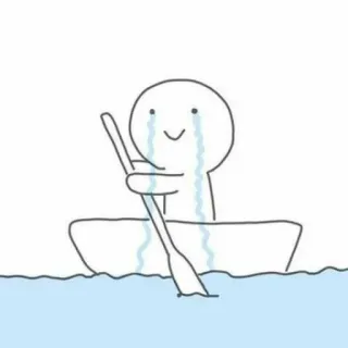 🙄 crying, boat, sad, rowing, tears telegram sticker