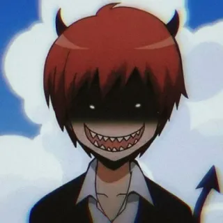 👿 Karma Akabane Assassination Classroom Аниме, Мультфильм, Дьявол, Рога, Злой, Демон, Гримаса, Зубы telegram sticker