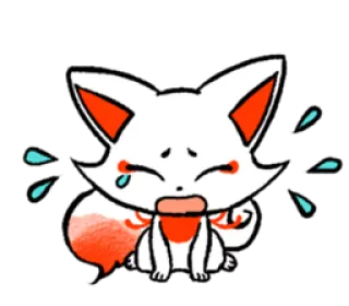 😰 raposa, chorando, triste, kawaii, anime whatsapp sticker