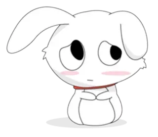 ☹️ carino, bianco, coniglio, animale, adesivo, cartone animato telegram sticker