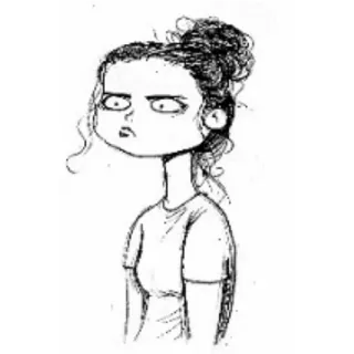 😐 Cartoon, Mädchen, Skizze, Zeichnung, Porträt, Schwarzweiß telegram sticker