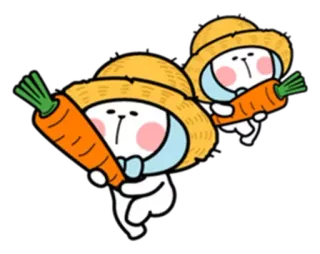 😆 carrot, bunny, hat, harvest, cartoon, cute whatsapp sticker