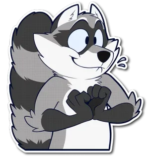😱 енот, мультфильм, животное, милый, наклейка whatsapp sticker