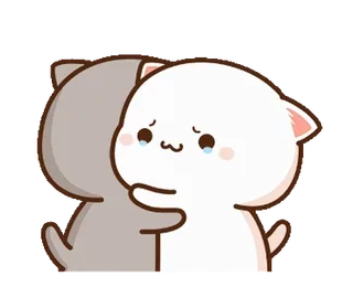 😢 gatto, abbraccio, triste, carino, cartone animato, amicizia, kawaii telegram sticker