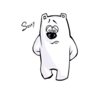 😔 белый медведь, мультик, грустный, животное, белый telegram sticker