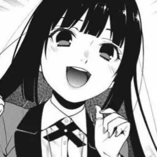♣️ Yumeko Jabami Kakegurui anime, Kakegurui, Yumeko Jabami, smiling, black and white telegram sticker