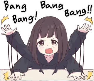 😡 Bang Bang Bang!! anime, girl, exclamation, bang, action telegram sticker
