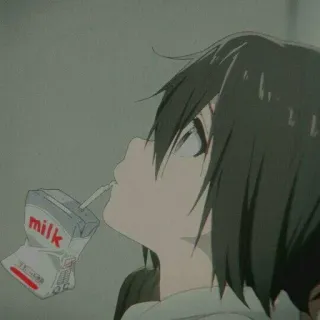 🖤 milk Anime, Mädchen, Milch, Cartoon, Getränk telegram sticker
