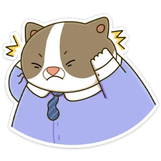 🙉 cat, annoyed, stressed, frustrated, office, animal, cartoon whatsapp sticker