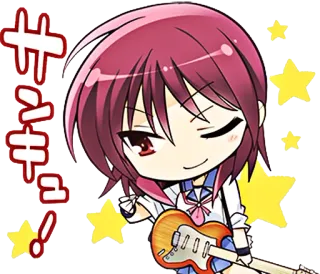 🎸 サンキュ! Anime, Chibi, Gitarre, Danke, Kawaii, Japanisch, Manga whatsapp sticker