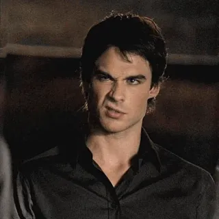 😒 Damon Salvatore The Vampire Diaries vampiro, serie de TV, enojado, ceño fruncido, Ian Somerhalder telegram sticker