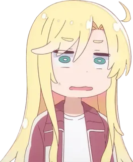 😮 Anime, Dibujos animados, Personaje, Rubio/Rubia, Cansado/Cansada, Expresión telegram sticker