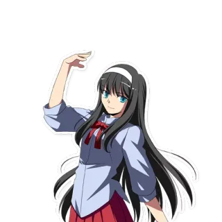 💪 Anime, Chica, Uniforme escolar, Personaje telegram sticker