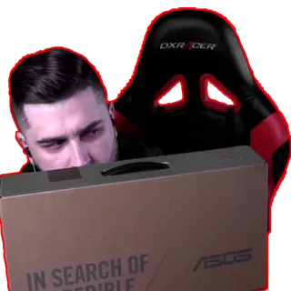 😒 IN SEARCH OF man, laptop, box, chair, asus telegram sticker