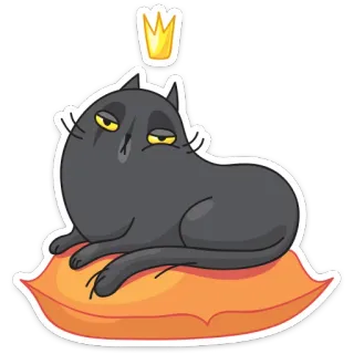 🌟 gato, corona, almohada, animal, dibujos animados telegram sticker