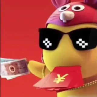 🧬 dessin animé, argent, lunettes, nouvel an chinois, enveloppe rouge whatsapp sticker
