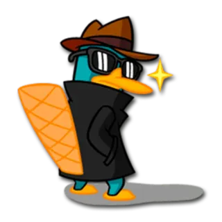😎 Perry the Platypus Perry l'ornitorinco, Ornitorinco, Travestimento, Agente segreto, Agente P, Phineas e Ferb, Personaggio dei cartoni animati telegram sticker