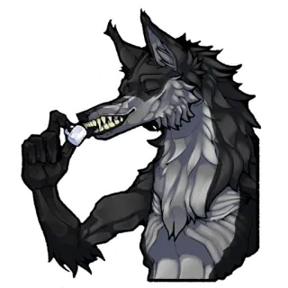 ☕ wolf, furry, anthropomorphic, animal, creature, marshmallow, eating telegram sticker