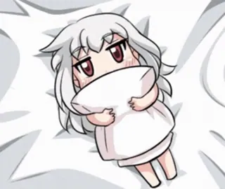🙂 애니메이션, 치비, 만화, 귀여운, 베개, 캐릭터, 만화 whatsapp sticker