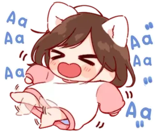 😫 Aa Aa Aa อนิเมะ, สาวหูแมว, คาวาอิ, น่ารัก, กรีดร้อง telegram sticker