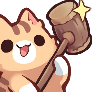 🔨 แมว, ค้อน, น่ารัก, สัตว์, การ์ตูน telegram sticker