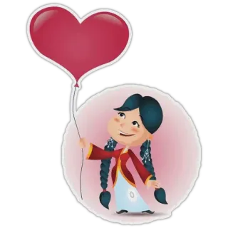 ❤️ 소녀, 하트, 풍선, 만화 whatsapp sticker