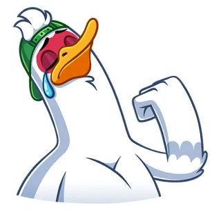 💪 鸭子, 卡通, 力量, 哭泣, 眼泪, 表情符号, 吉祥物 telegram sticker