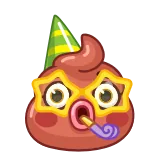 🥳 อึ, อิโมจิ, ปาร์ตี้, ฉลอง, แว่นตา, หมวก, ตลก, การ์ตูน telegram sticker