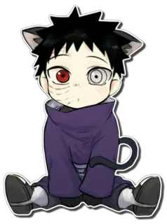 😳 Obito Naruto anime, naruto, obito, chibi, cat, sticker telegram sticker