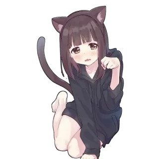 😳 애니메이션, 고양이 소녀, 카와이, 귀여운, 소녀, 동물 귀, 만화 telegram sticker