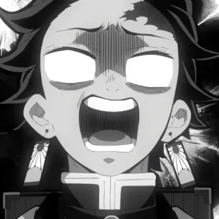 😱 Tanjiro Kamado Demon Slayer アニメ, 鬼滅の刃, 竈門炭治郎, 怖い, ショック, ホラー telegram sticker