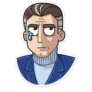 😥 mężczyzna, płaczący, smutny, portret, kreskówka, naklejka telegram sticker