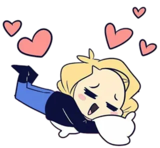 😍 cartoon, love, hearts, cute, sleeping, pillow telegram sticker