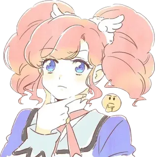 🤔 anime girl, pigtails, kawaii, cute, cartoon, illustration telegram sticker