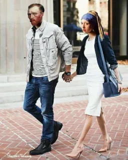 ❤ van gogh, Mädchen mit dem Perlenohrring, Kunst, Parodie, Porträt, Streetstyle, Mode telegram sticker