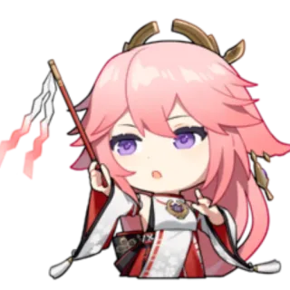 😲 Yae Miko Genshin Impact yae miko, genshin impact, anime, lindo, chibi, pegatina, videojuego telegram sticker