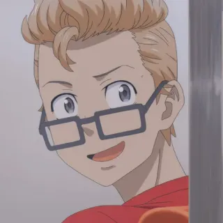 😏 Anime, Personnage, Lunettes, Blond, Garçon telegram sticker